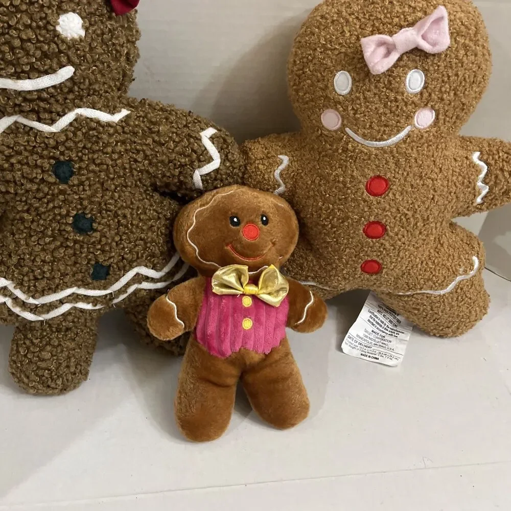 Mixed Lot Of Gingerbread Pillow Plush Christmas Cookie Decor Ms Spice